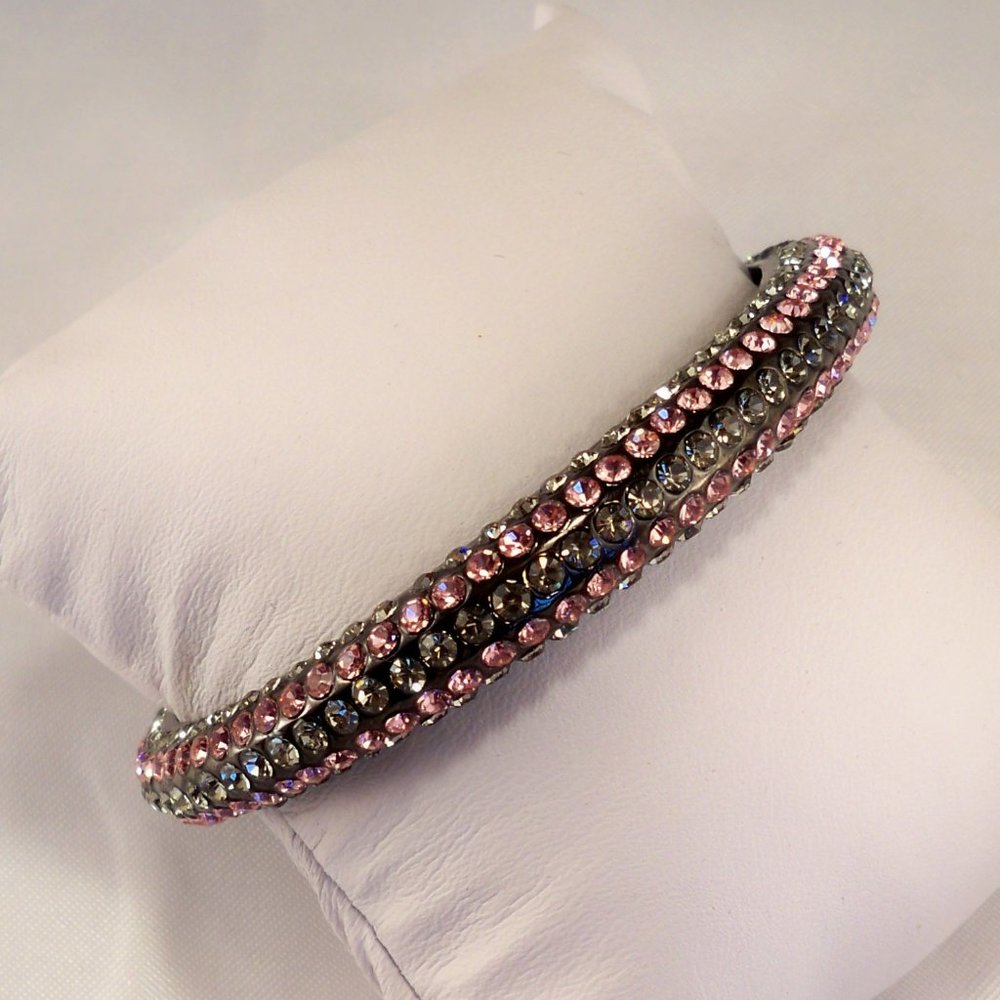 New Princess Amanda Pink Stones Black Metallic Bracelet
